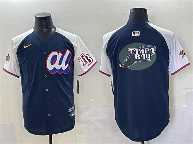 Men's Navy American League Tampa Bay Rays Team Big Logo Alternate 2025 All-Star Edition Limited Stitched Baseball Jersey